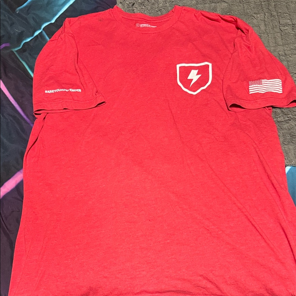 Red Graphic T-Shirt with Lightning Bolt Logo